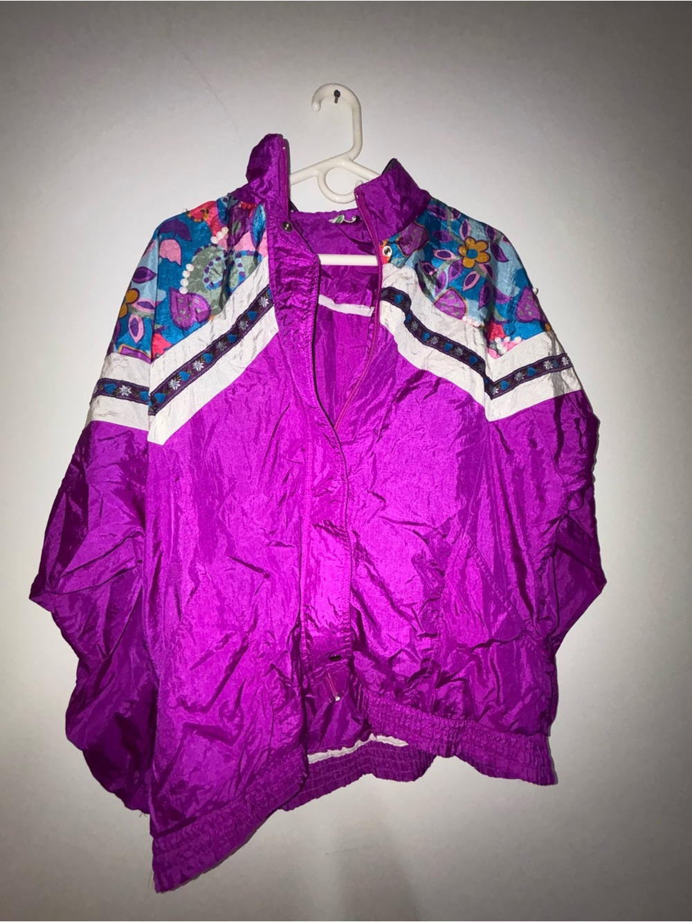 Vintage Women's Purple Windbreaker Jacket with Floral Accent lot of 3 with pants